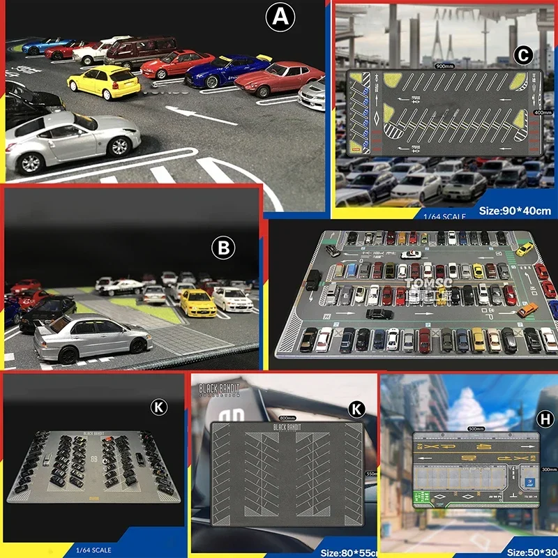 1:64 Parking Lot Scene Model Garage Mouse Pad Car Model Background Mat TLV TOMY Car Model Display Mat Toys for Boys Gift