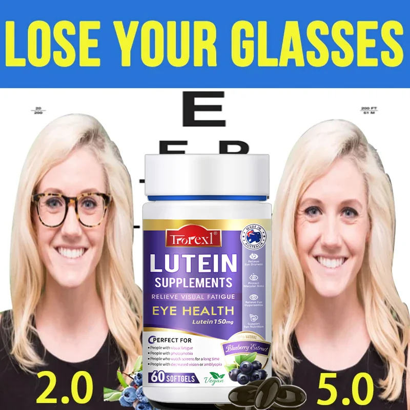 Eye Vitamins with Lutein,bilberry Extract for Eyestrain, Dry Eyes, and Vision Health,vision Restoration and Myopia Support