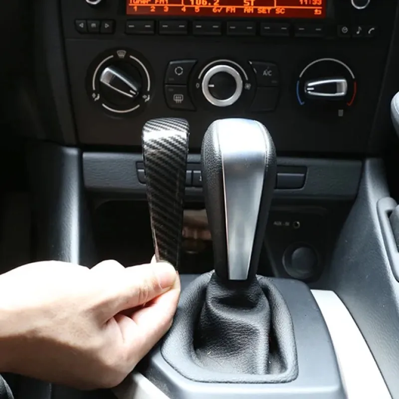 For BMW 1/3 series E87 E81 E90 E92 X1 E84 Car Console Gear Shift Handle Cover Trim Strip Carbon Fiber Color Interior Accessories