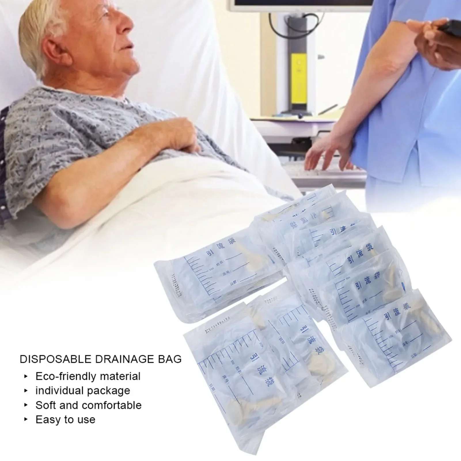 

25pcs 1000ml Male Disposable Drainage Bag Household Urine Collection Bag Healthy Care