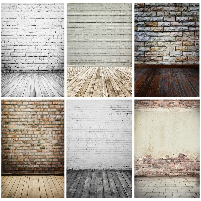 

SHENGYONGBAO Art Fabric Vintage Brick Wall Wooden Floor Photography Backdrops Photo Background Studio Prop AZQ-01