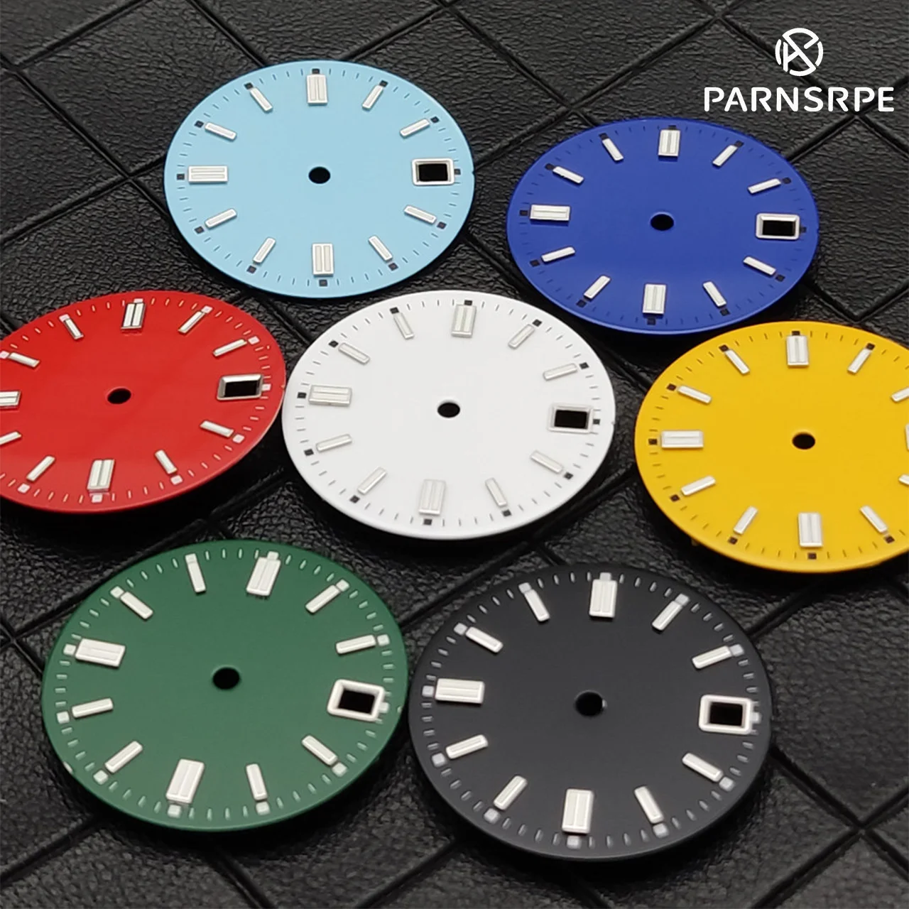 

28.5mm No Logo Luminous Watch Dial Double Baton Markers Replacement Parts For NH35 Movement