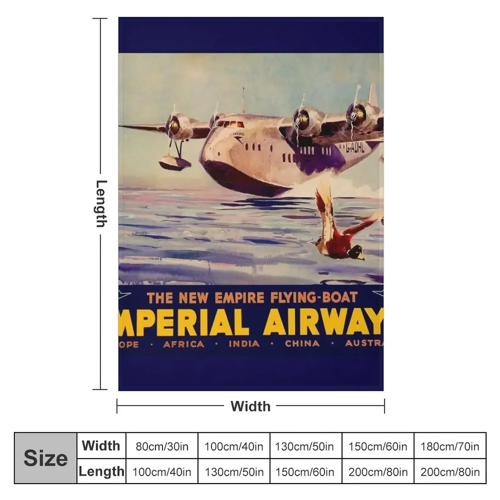 New IMPERIAL AIRWAYS : Flying Boat Travel Advertising Print Throw Blanket blankets ands Picnic Decorative Beds Tourist Blankets