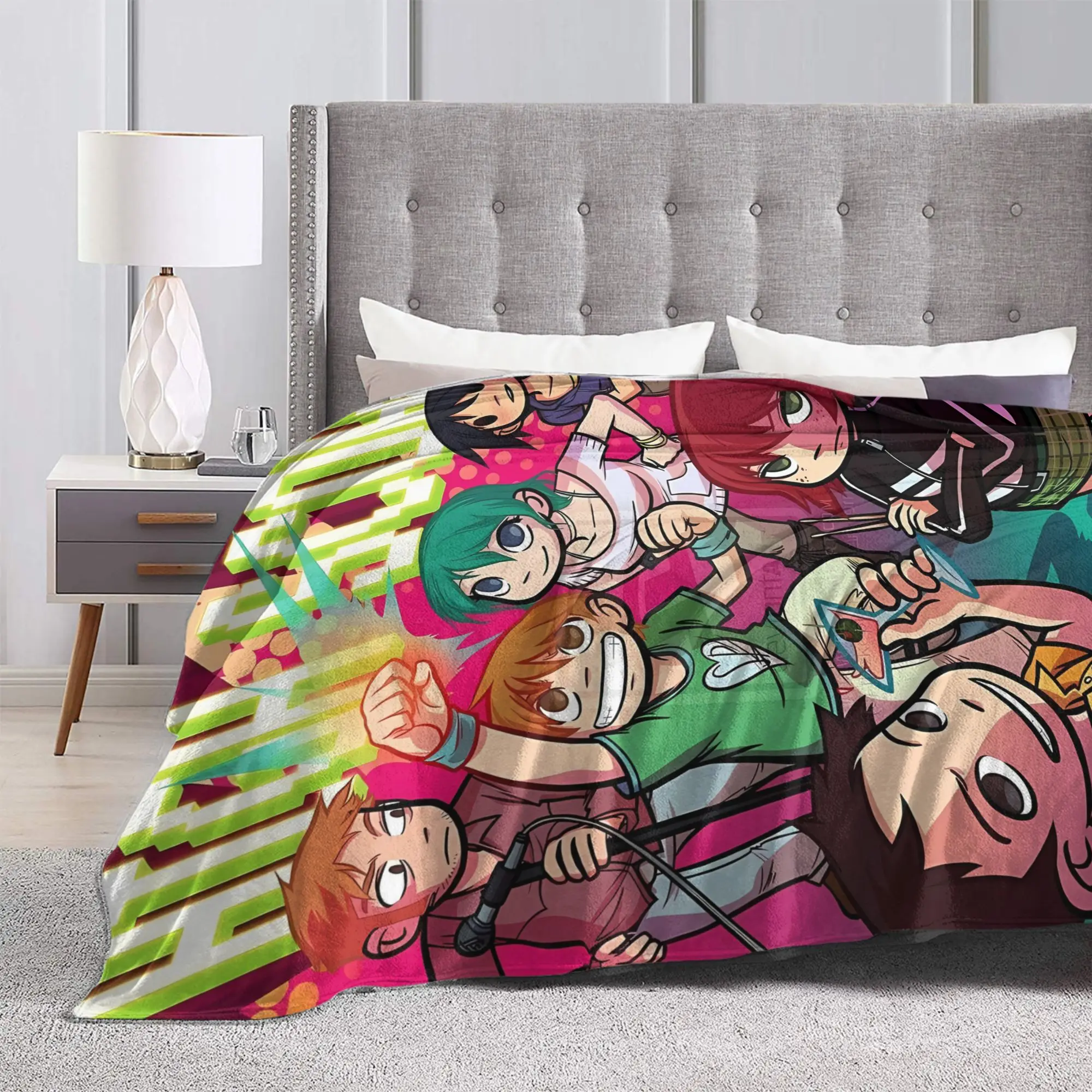 Scott Pilgrim Comic Plush Blankets Girls Boys  Flannel Bedding Throws For Outdoor Super Warm Quality Bedspread Birthday Gift