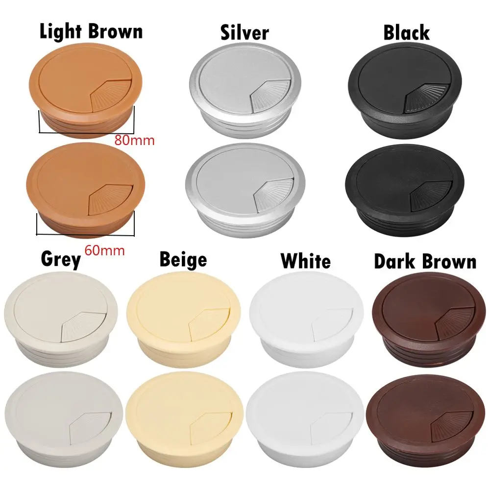 60/80mm Round Practical Office Buckle Line Organizer Computer Grommet Desk Table Cable Fastener Wire Hole Cover Line Box