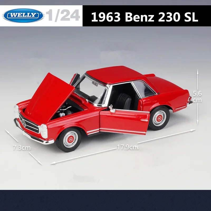 WELLY 1:24 1963 Mercedes-Benz 230SL Alloy Car Model Diecasts Metal Toy Sports Car Vehicles Model High Simulation Childrens Gifts