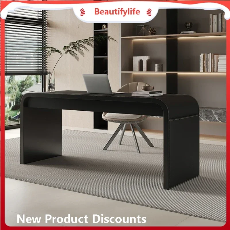 

K185 K185 Italian Minimalist Desk Saddle Leather High-Grade Living Room Writing Desk Study Desk