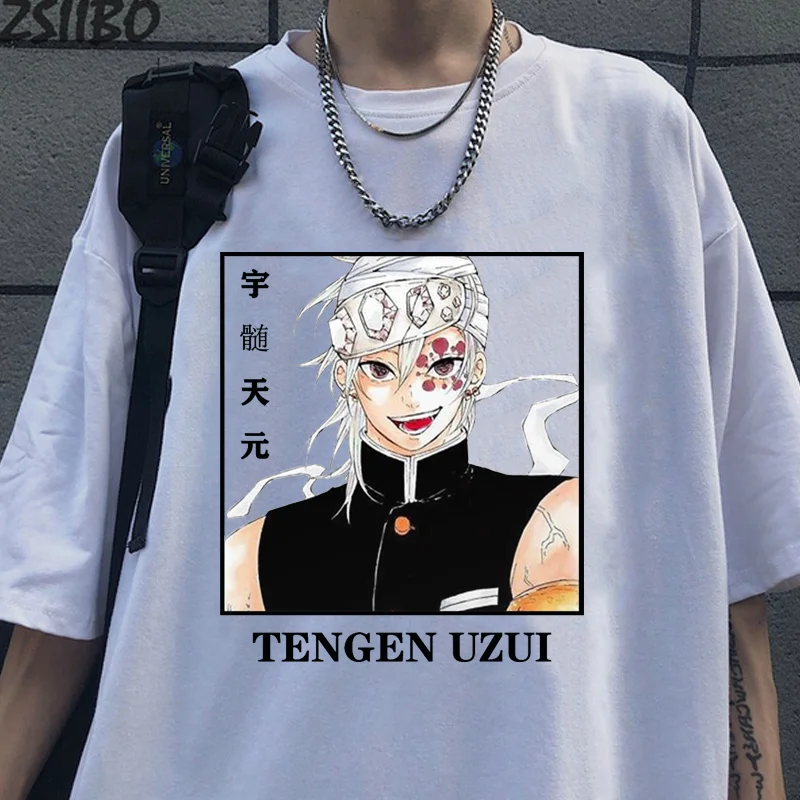 Anime męskie nowe nuzui Tengen wzór luźny T-Shirt ulica Harajuku Anime fajne koszulki Y2K