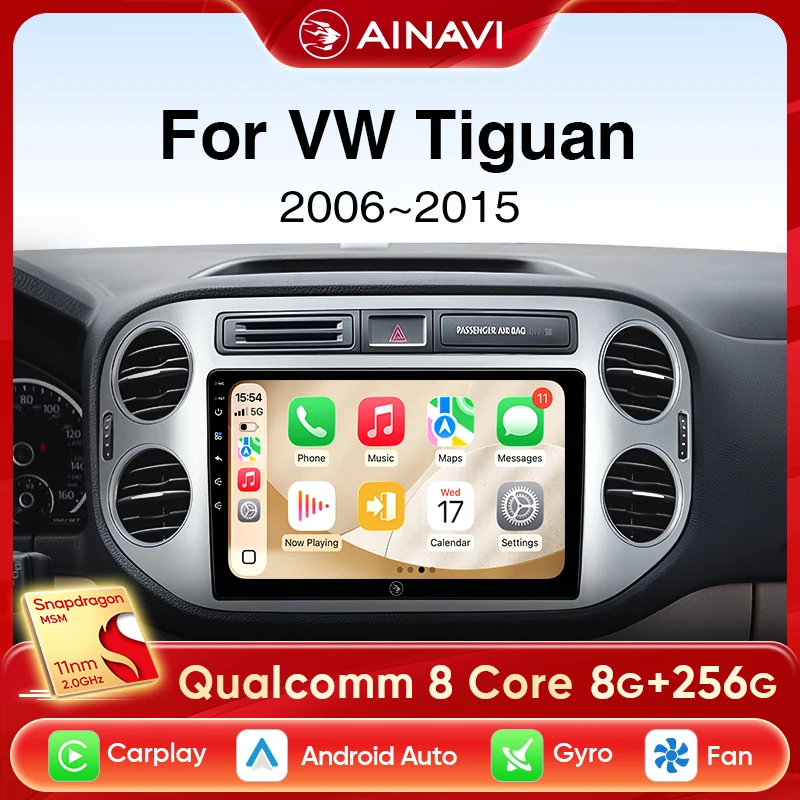 Radio samochodowe Ainavi do Volkswagen VW Tiguan 2006 2010 2016 Golf Plus Bezprzewodowy Carplay Android Auto Samochodowy stereo Odtwarzacz multimedialny
