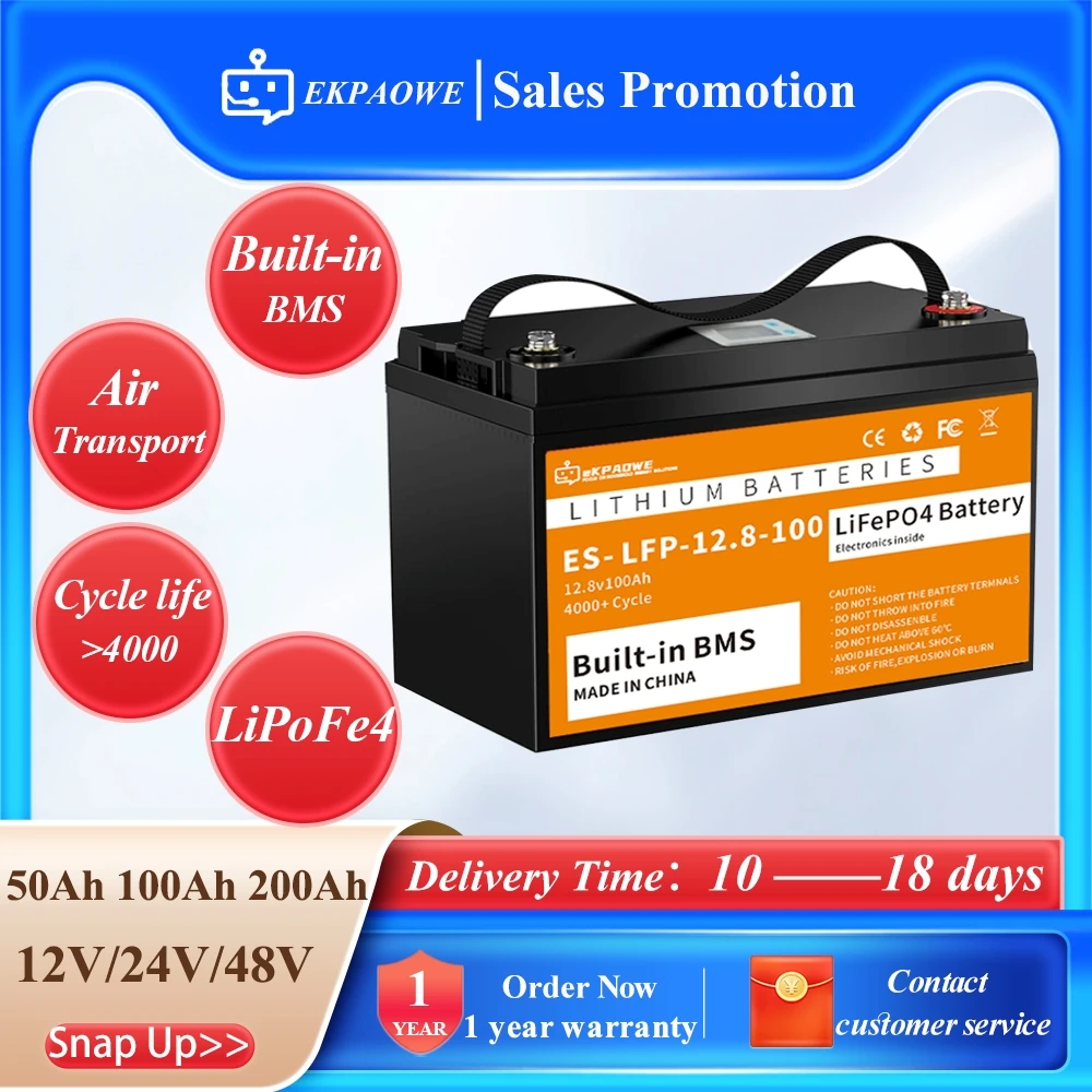 

LiFePo4 Battery 24V Battery for screwdriver Pack Lithium Iron Phosphate Batteries Built-in BMS For Solar Boat No Tax 4000+ Cycle