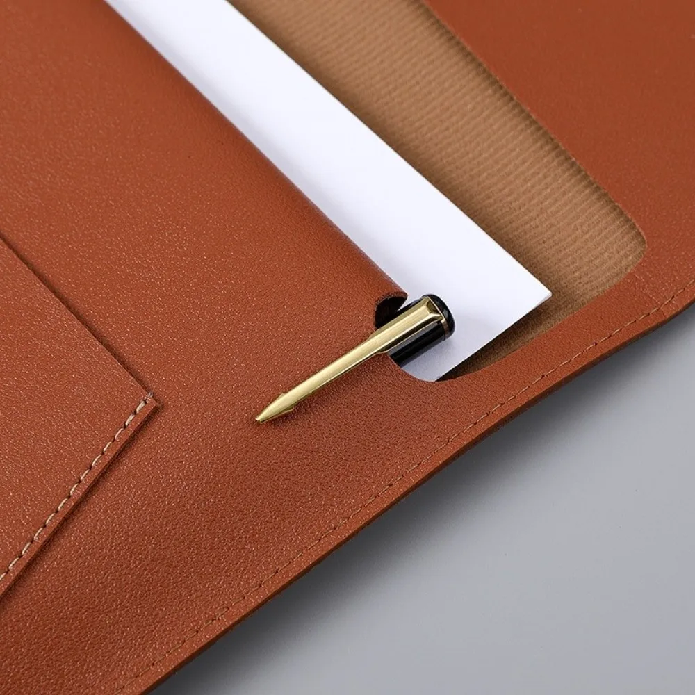 New A4 Leather Document Pouch Large Capacity Dustproof Envelope Folder Leather Briefcase Office