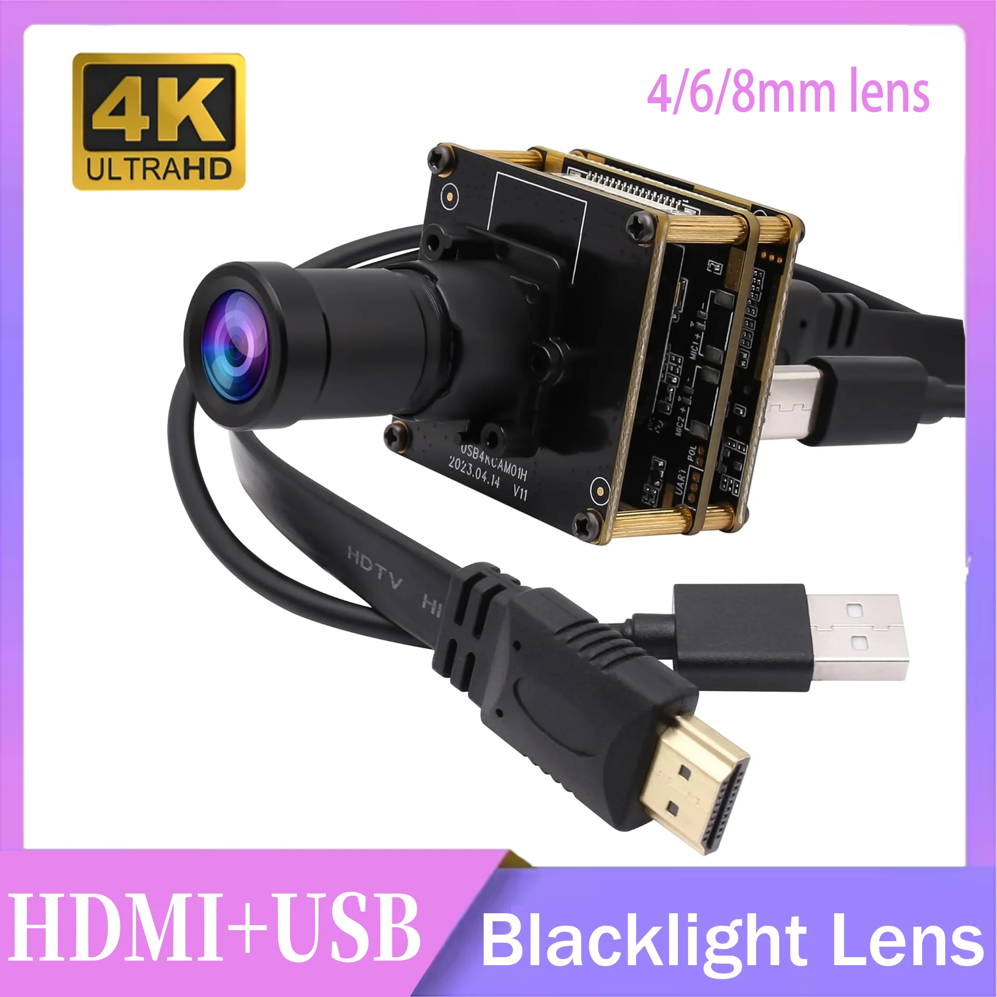 

ELP 4K USB Camera Module High Speed USB3.0 60fps Webcam HD 4K HDMI Camera for Industrial and Video Conference, Window Linux Mac