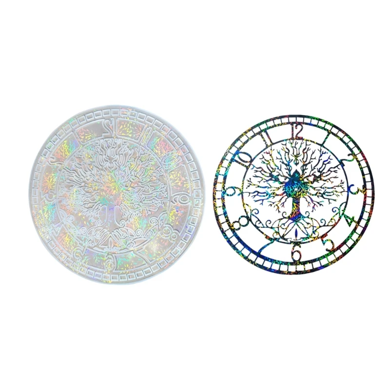 

Resin Mold in Life Tree Designs Crafted from Silicone Holographics Wall Clock Mold for Creating Decorative Wall Clocks