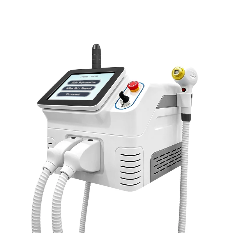 Professional 2-in-1 Diode Laser Hair Removal Device, Picosecond Q-Switch ND YAG 1064NM Tattoo Removal Device with 4 Wavelengths