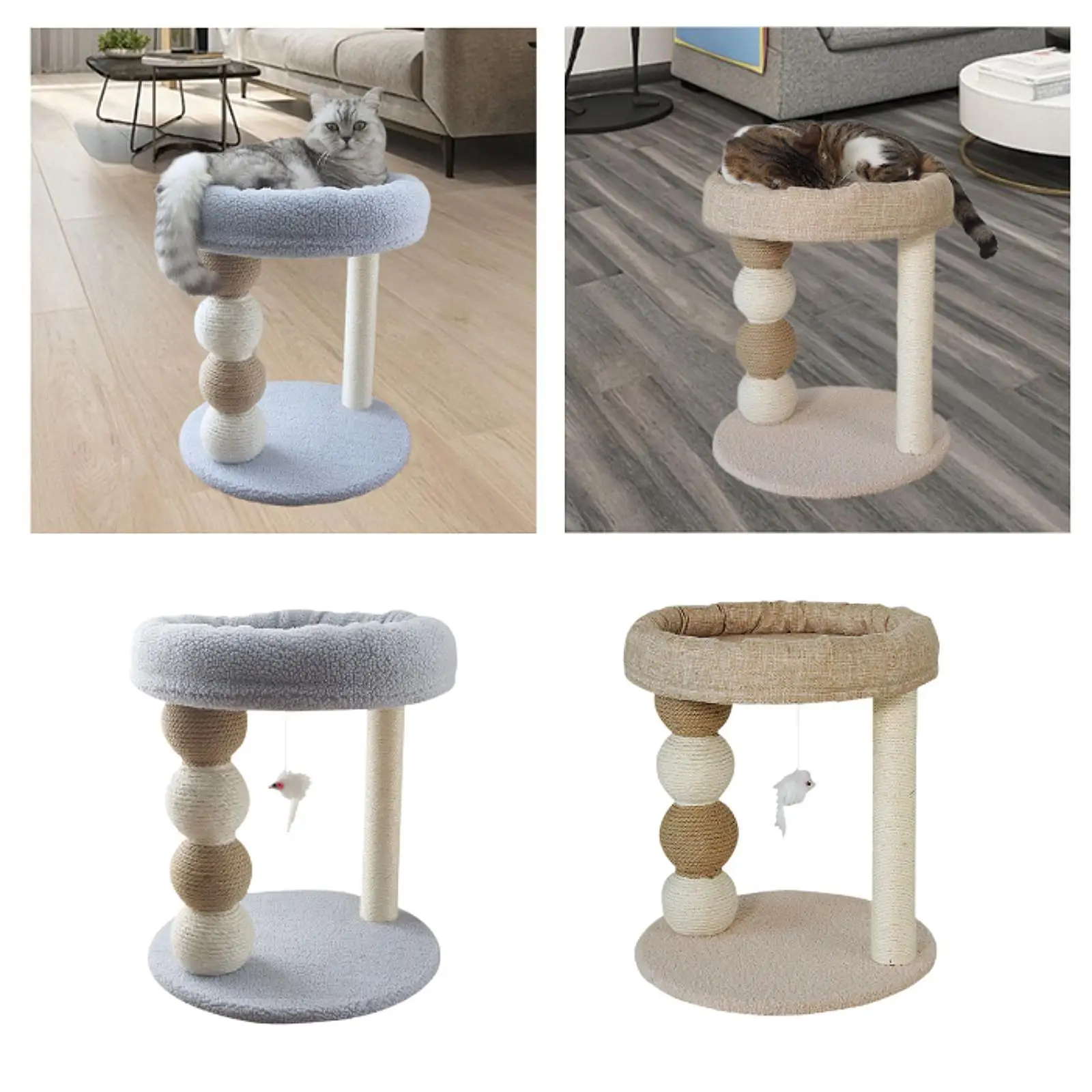 Árbol rascador para gatos pequeños con pelota y base acolchada - imagen 5