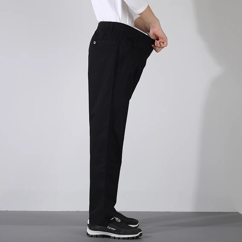 

Big Size Men Casual Pants Cotton Black Pocket Military Loose Straight Leg Pants Stretch Cargo Pants Jogging Male Plus Size 5XL