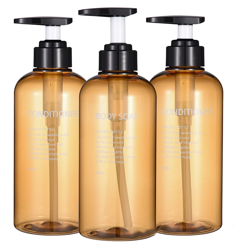 3Pcs/Set 500ML Soap Dispenser Bottle Plastic Hand Pump Refillable Bathroom Lotion Shampoo Shower Empty Container With Letter