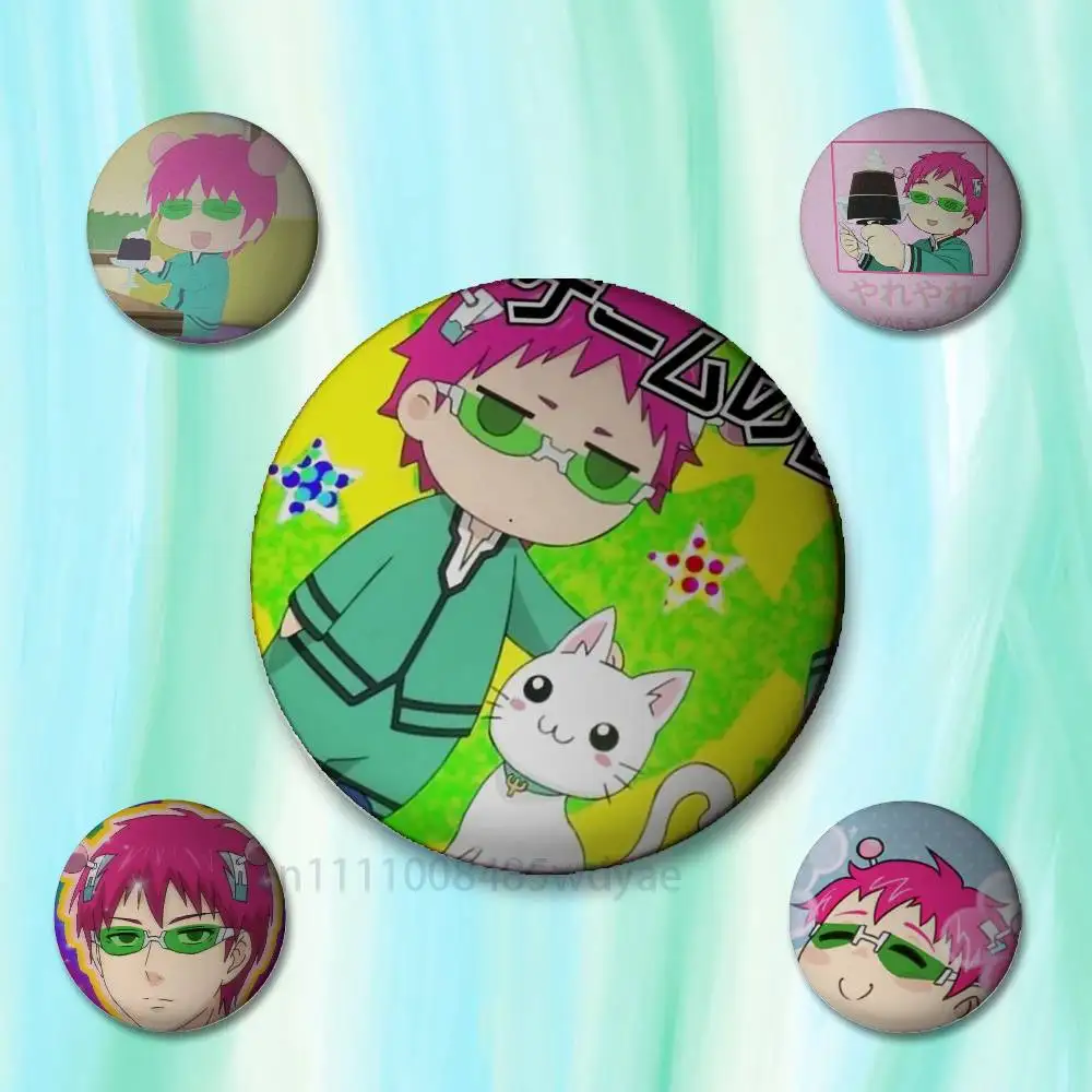 Saiki K Japanese Anime Badges 25 32 44 58 75 mm Round Cosplay Pin Bag Decor Fans Collect Friends Gifts Brooch Souvenir