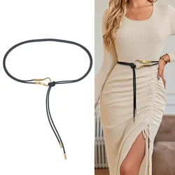 Niche design Maillard golden hollow  braided knot leather rope waist chain simple fashion high-grade sense of waist cover