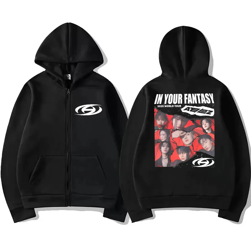 

Korea kpop Ateez In Your Fantasy Tour 2025 printed Hoodie Men women trend Y2k Zipper Sweatshirt Unisex Casual Fleece Coat Jacket