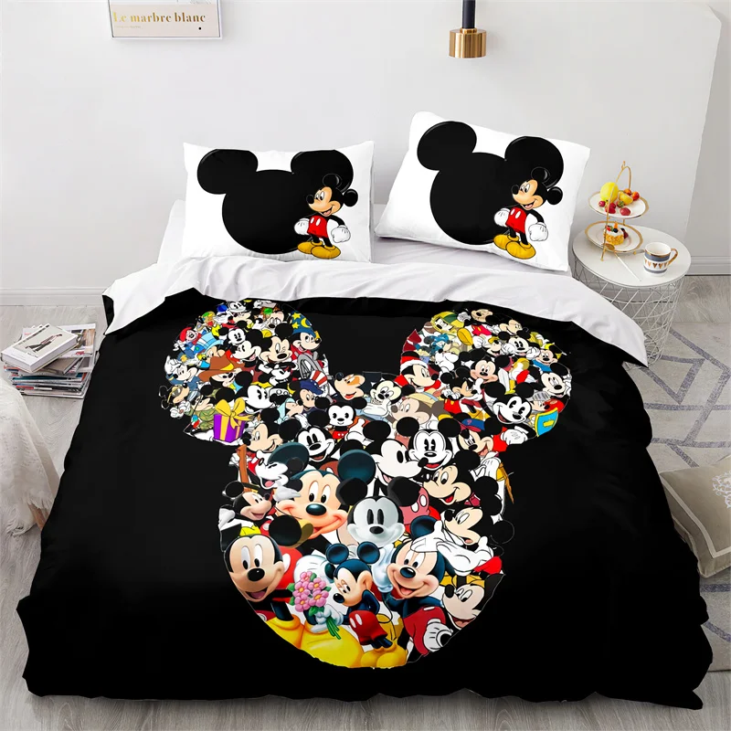 Imagem -05 - Disney Mickey Minnie Jogo de Cama dos Desenhos Animados Duplo Capa Edredão Conjunto Gêmeo Rainha Rei Único Branco Preto Crianças Criança Menina Roupas