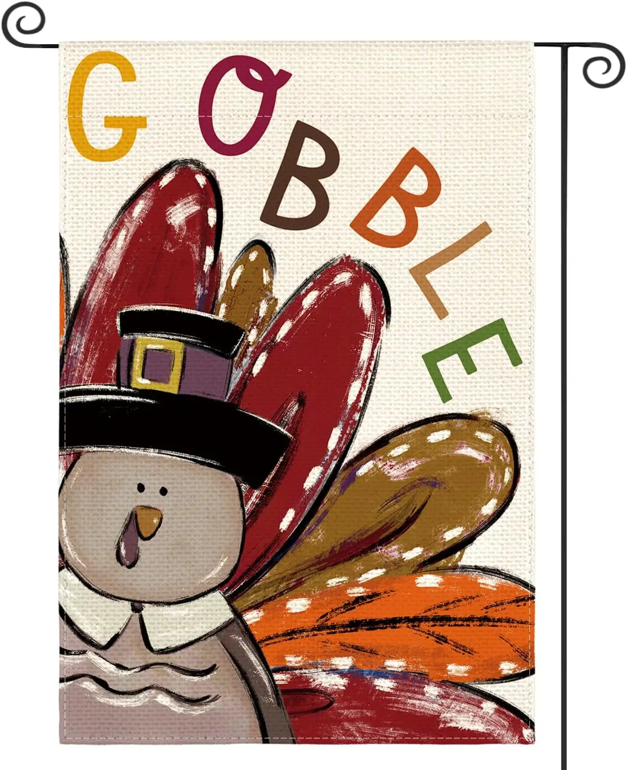 AVOIN colorlife Thanksgiving Turkey Garden Flag 12x18 Inch Double Sided, Gobble Harvest Holiday Yard Outdoor Decorative Flag