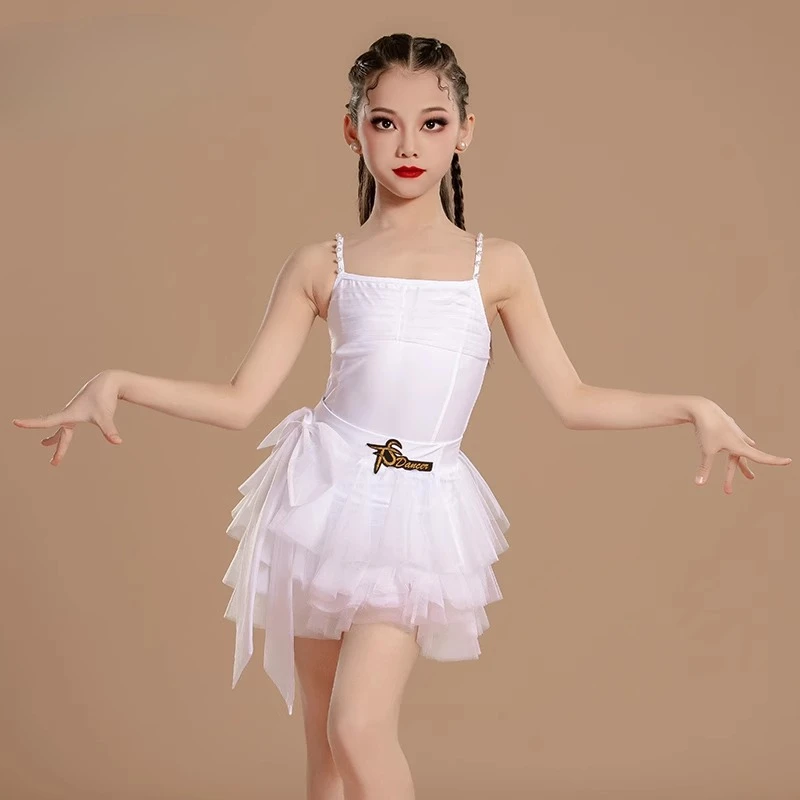 

Latin Dance Training Costume Girl New Children's Performance Costume Competition Regulations Latin dance dress