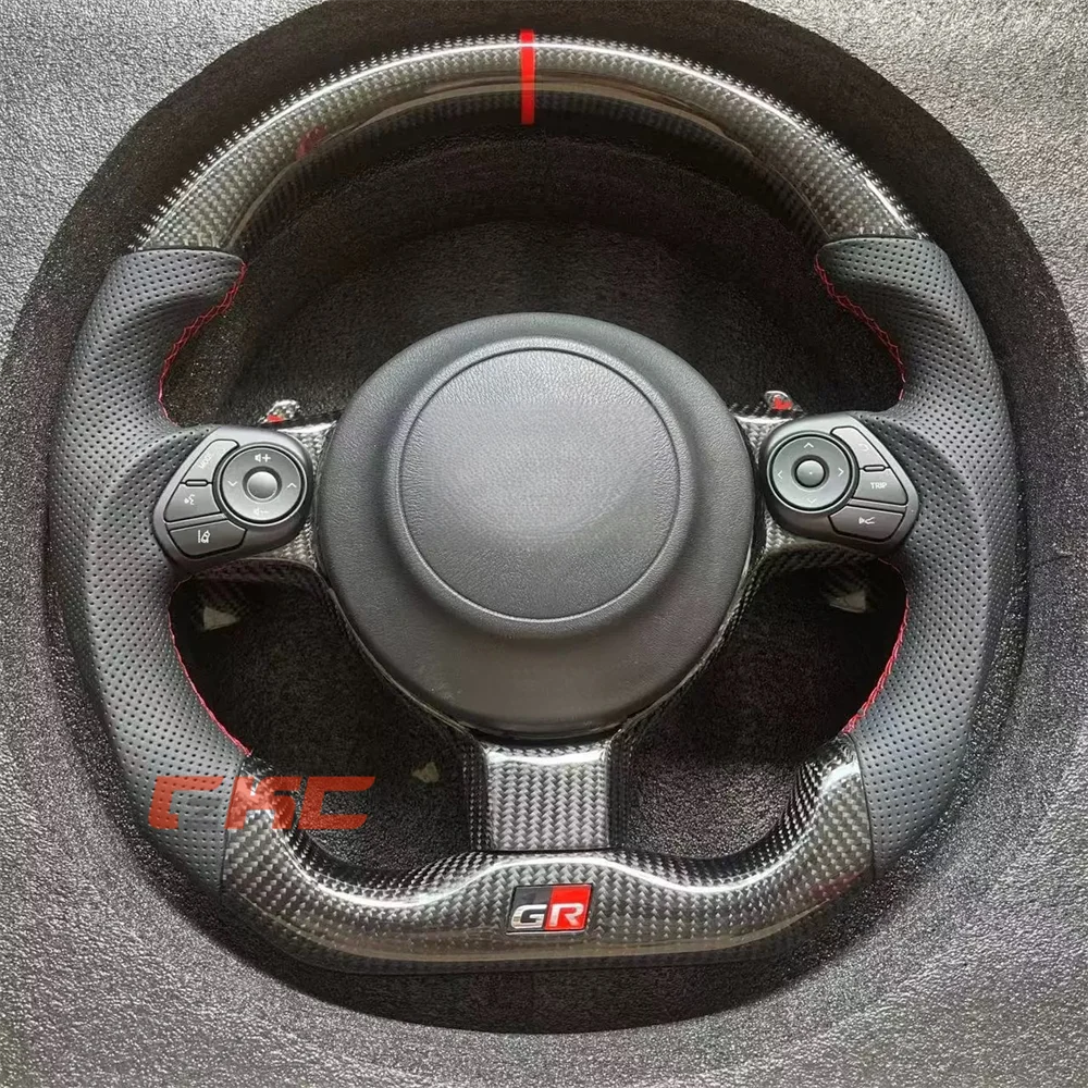 عجلة قيادة جلدية من ألياف الكربون الأسود مخصصة لـ 2022 2023 2024 2025 GR86 GR