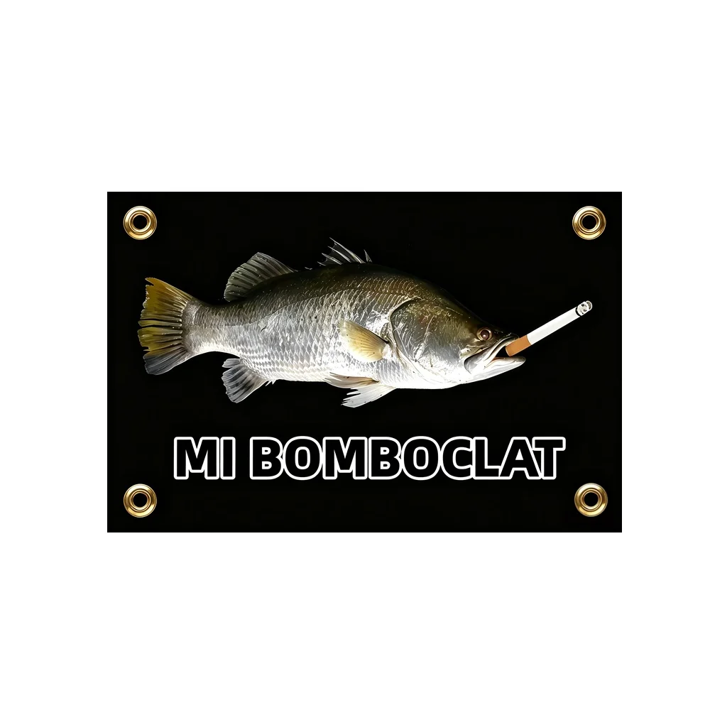 2x3ft 3x5ft Mi Bomboklat Smoking Fish Funny Meme Flag Polyester Banner Outdoor Garden Decor Viral Internet Humor Wall Hanging
