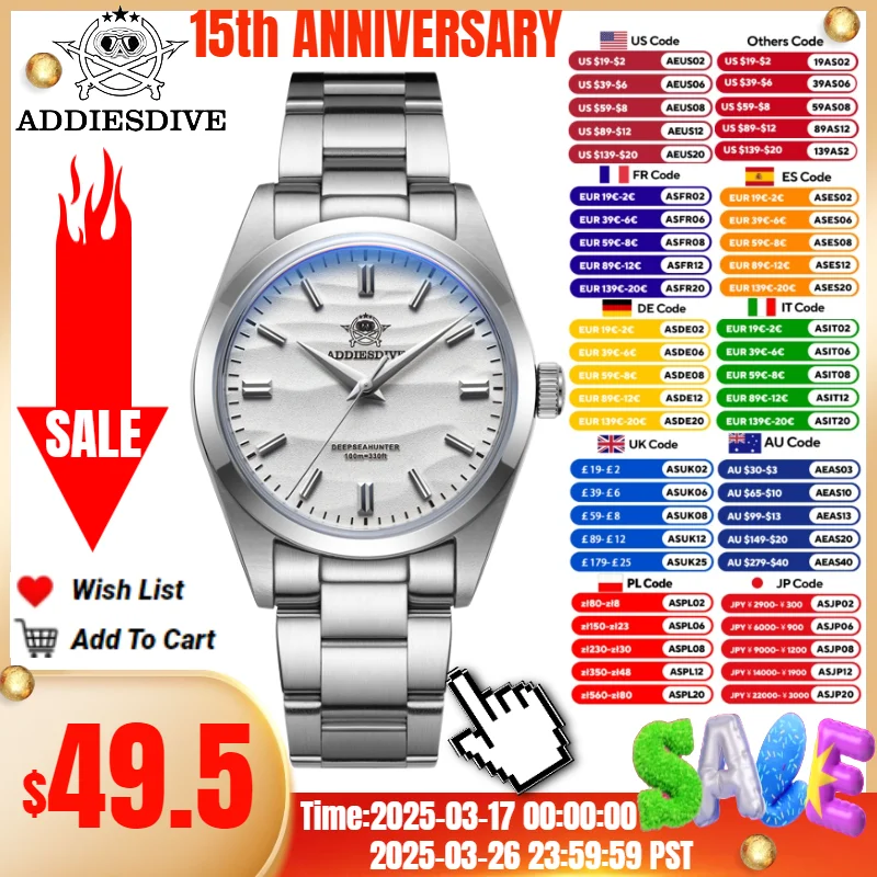 Addiesdive 36 Mm AD2030 Mannen Horloges 10Bar Waterdicht Desert Dial Bubble Spiegel Glas Business Leisure Quartz Horloge Reloj Hombre