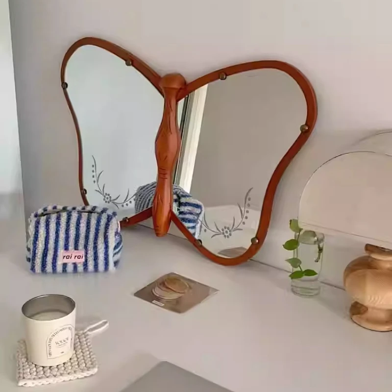 Mid-Century Decor Mirrors Handcrafted 3D Butterfly Mirror Vanity Wall Mirror for Living Room Half-Length Entryway Decoration
