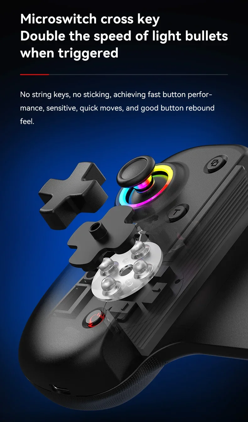 BSP D8 PRO ストレッチゲームコントローラー ワイヤレスハンドル RGB