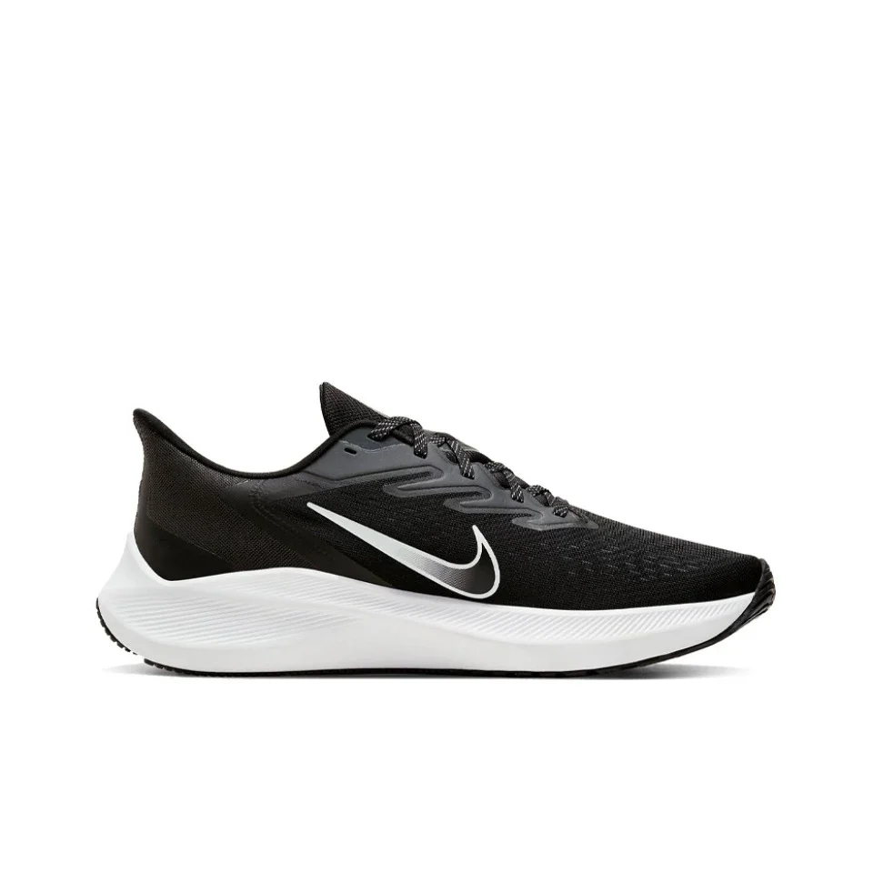 Nike Zoom Winflo 7 Men's and Women's Running Shoes Shock-absorbing, Non-slip, Wear-resistant Breathable Air Zoom Black and White