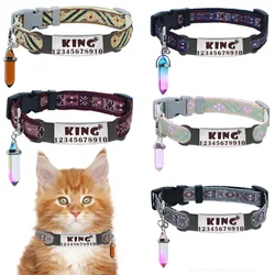 Customized Pet Cat Collar Personalized Nameplate Collar Kitten Puppy Necklace Crystal Pendant Nametag Free Engraved Name ID Tag