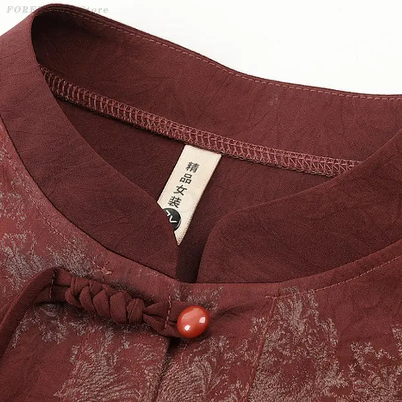 ربيع الخريف جديد تانغ دعوى الجدة جديد النمط الصيني قميص وبانت الزي بأكمام طويلة البلوزات المطبوعة النساء حجم كبير 5XL مجموعات #6