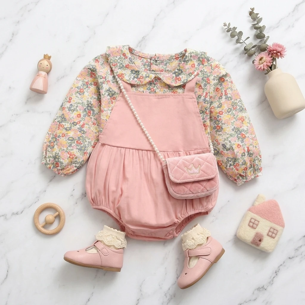 Princess Spring Printing Baby Girls Bodysuits Autumn Sweet Infants Onesies Long Sleeve Clothing