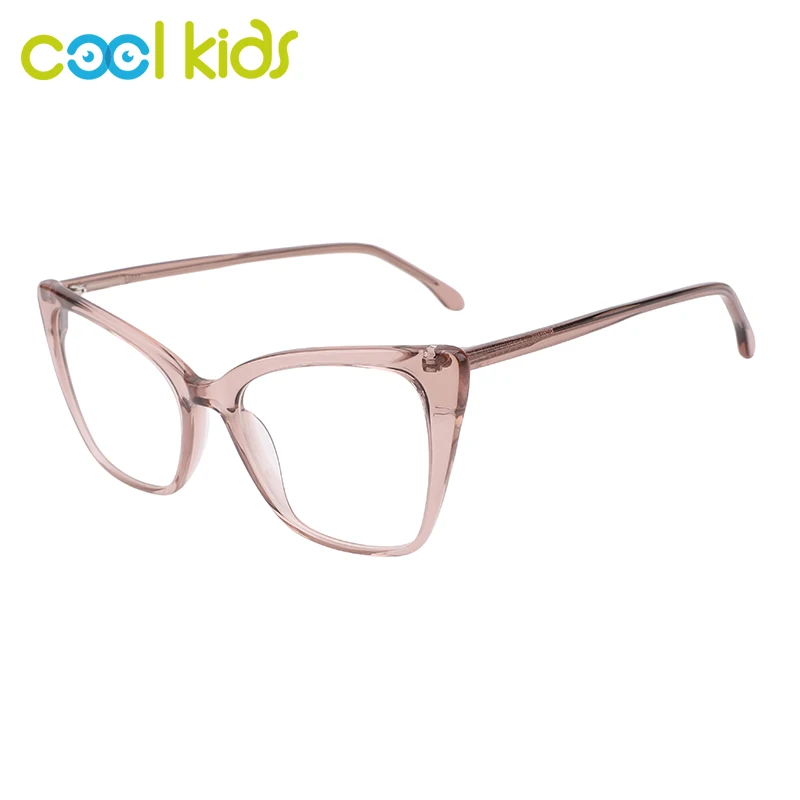 

COOLKIDS Female Eyewear Acetate Oversized Cat Eye Shape Optical Frames Crystal Color Design Glasses For Ladies&Women WD1425