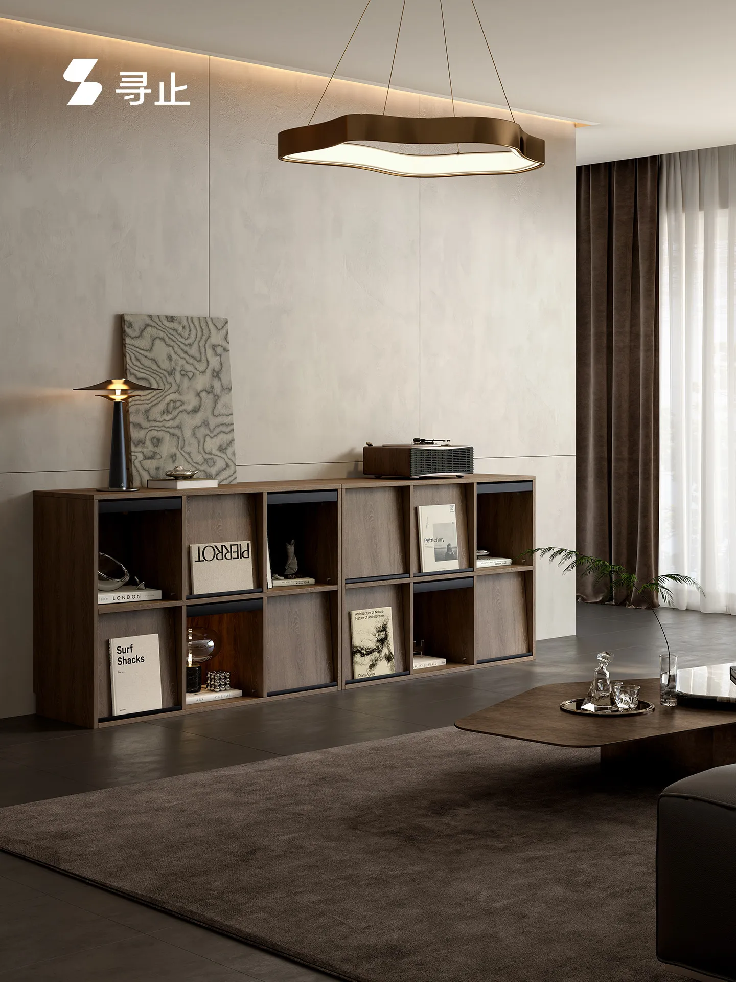 B9.20-magazine cabinet, bookcase, chest of drawers, sofa side cabinet, italian minimalist style