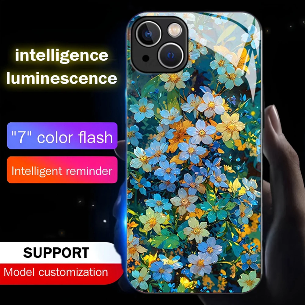 Pretty Flowers Bloom LED Light Up Phone Case Glowing Back Cover For Samsung S26 S25 S24 S23 S22 S21 FE Note 20 Plus Ultra