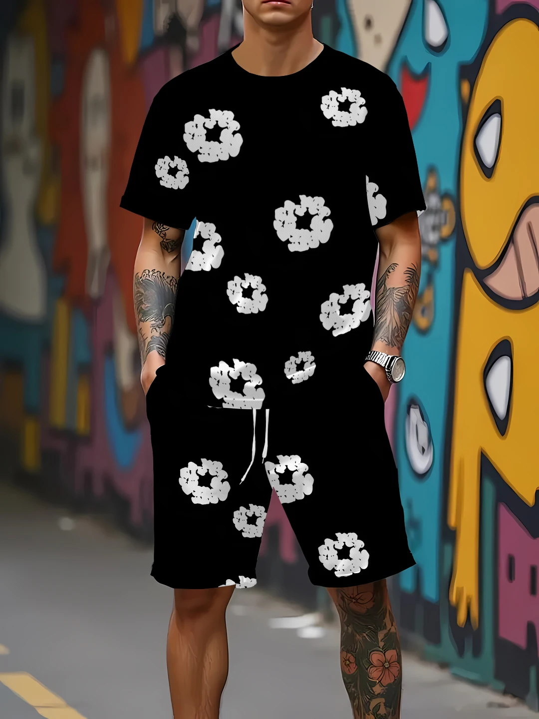 Men's Summer 2025 Bestselling Breathable Mesh Quick-Drying Outdoor Clothing Set with Floral Prints Non-Stuffy Design for Comfort