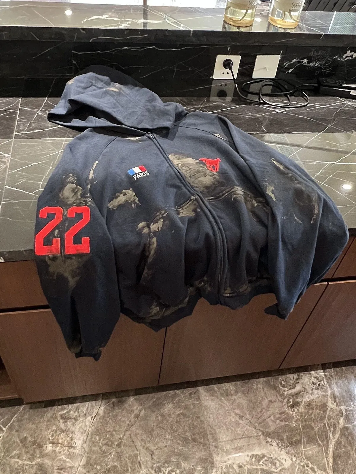 

Paris War Handmade Mud Dye Dirfit Zipper Hoodie Cardigan Sweatirt Jaet Street Sle Loose Fit Long Sve Cotton