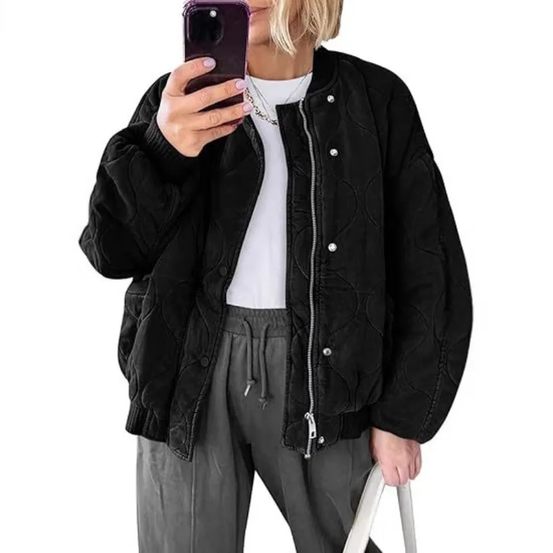 Women's Loose Casual Pilot Long Sleeved Baseball Jacket Cotton Autumn Winter Fashion 2026 Cotton-padded Jacket