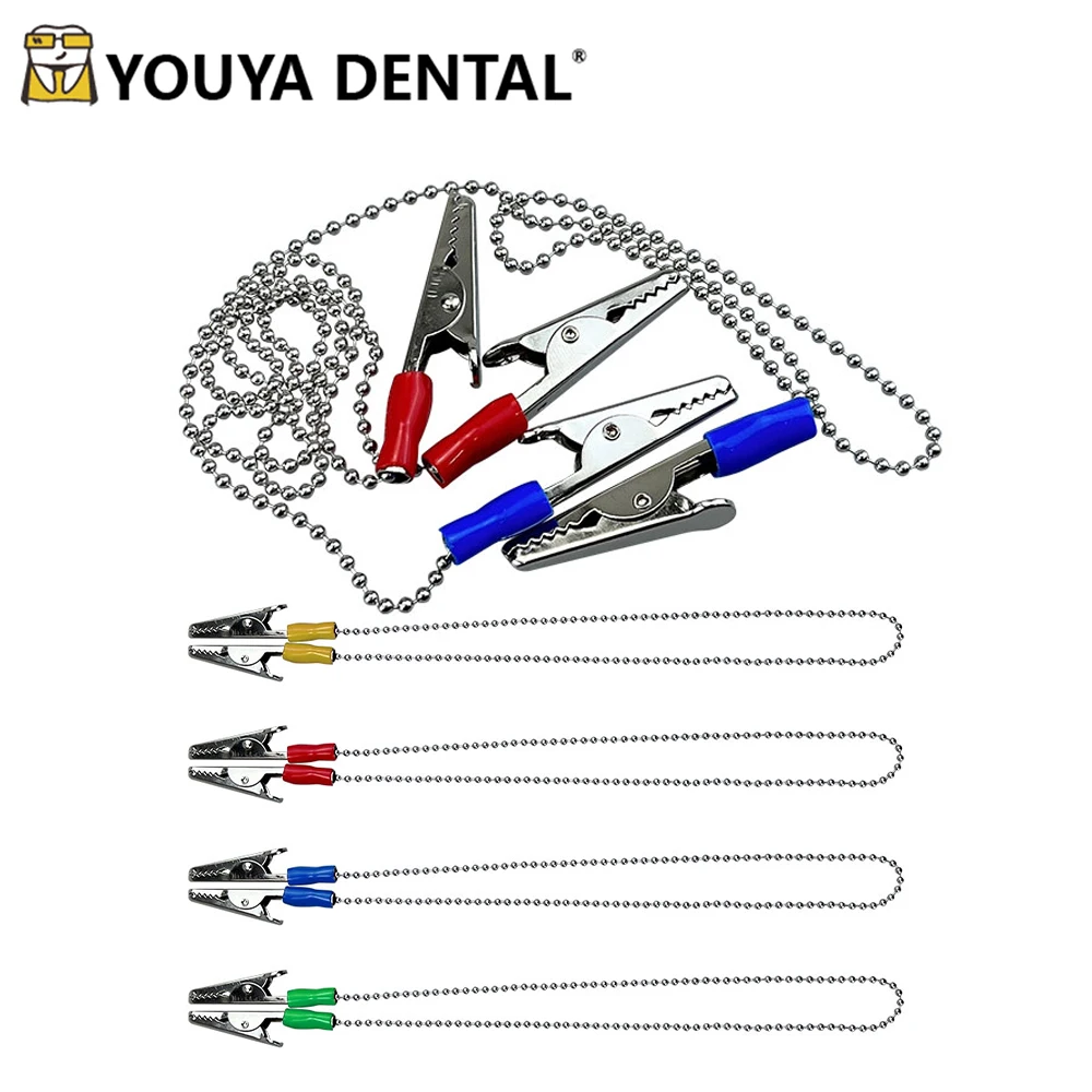 Clip para babero y bufanda Dental, cadena de bolas de Metal, servilletero de acero inoxidable, consumibles dentales, servilleta reutilizable