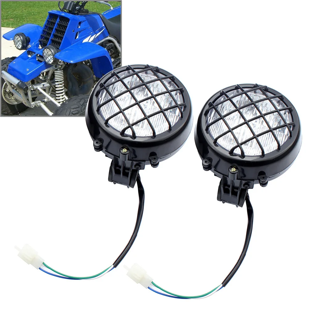 2PCS Front Head Light Headlight For 70/110/125/150/150cc 4 Wheeler Quad Dirt Bike ATV Dune Buggy for Yamaha Banshee 87-2006