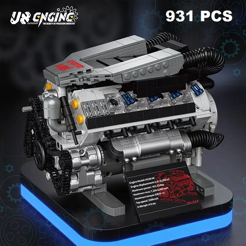 

931pcs V8 Engine Motorized Simulation Brick NO.36303 Model Electrically Drive Building Blocks MOC Technical DIY Toys Gifts Kids