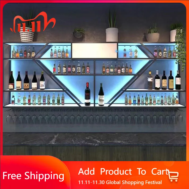 

Storage Coffee Bar Cabinet Wine Rack Wall Bartender Bar Cabinet Wine Rack Narrow Modern Botellero Vino Drinking Bar Furniture