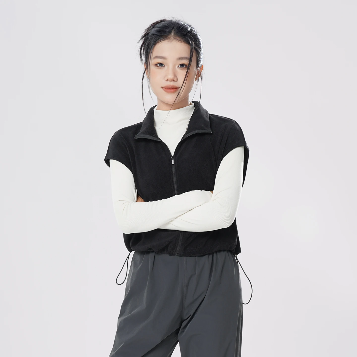 Mulheres meninas dança topos com zíper colete quente jaqueta atlética superior polar velo adolescente adulto jazz dança traje solto ajuste gilet