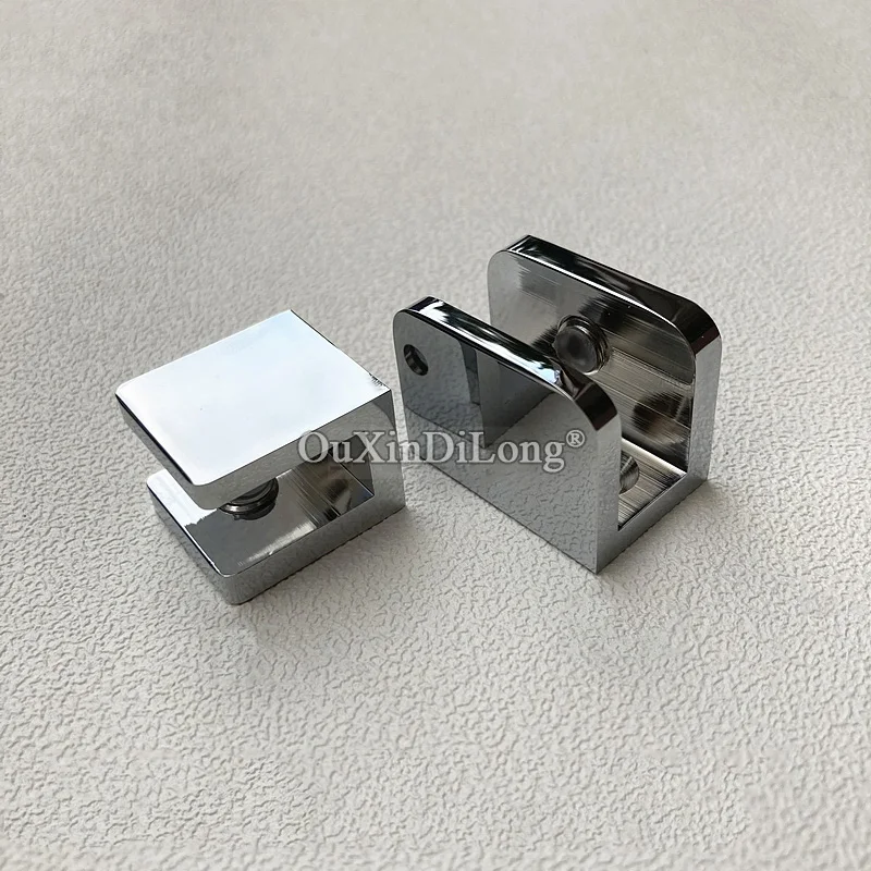 Wholesale 50PCS Solid Brass Glass Clamps Shower Shelves Glass Clips Holder Brackets Chrome/Brushed Black/Brushed Gold