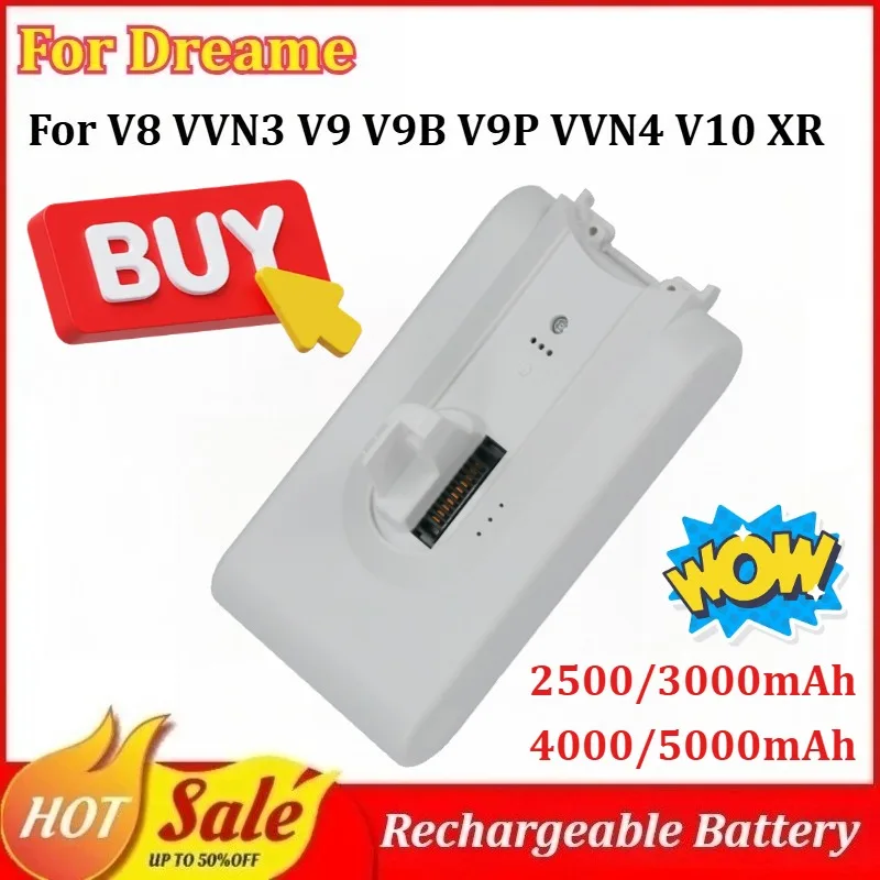 

New 2500-5000mAh Rechargeable Battery for Dreame V8 VVN3 V9 V9B V9P V10 XR Handheld Cordless Vacuum Cleaner Parts Battery