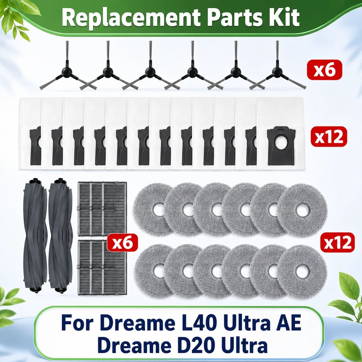 �y�Z�[�����zDreame L40 Ultra AE / Dreame D20 Ultra�����p���C���T�C�h�u���VHEPA�t�B���^�[���b�v�p�b�h�_�X�g�o�b�O�X�y�A�p�[�c�Ή�
